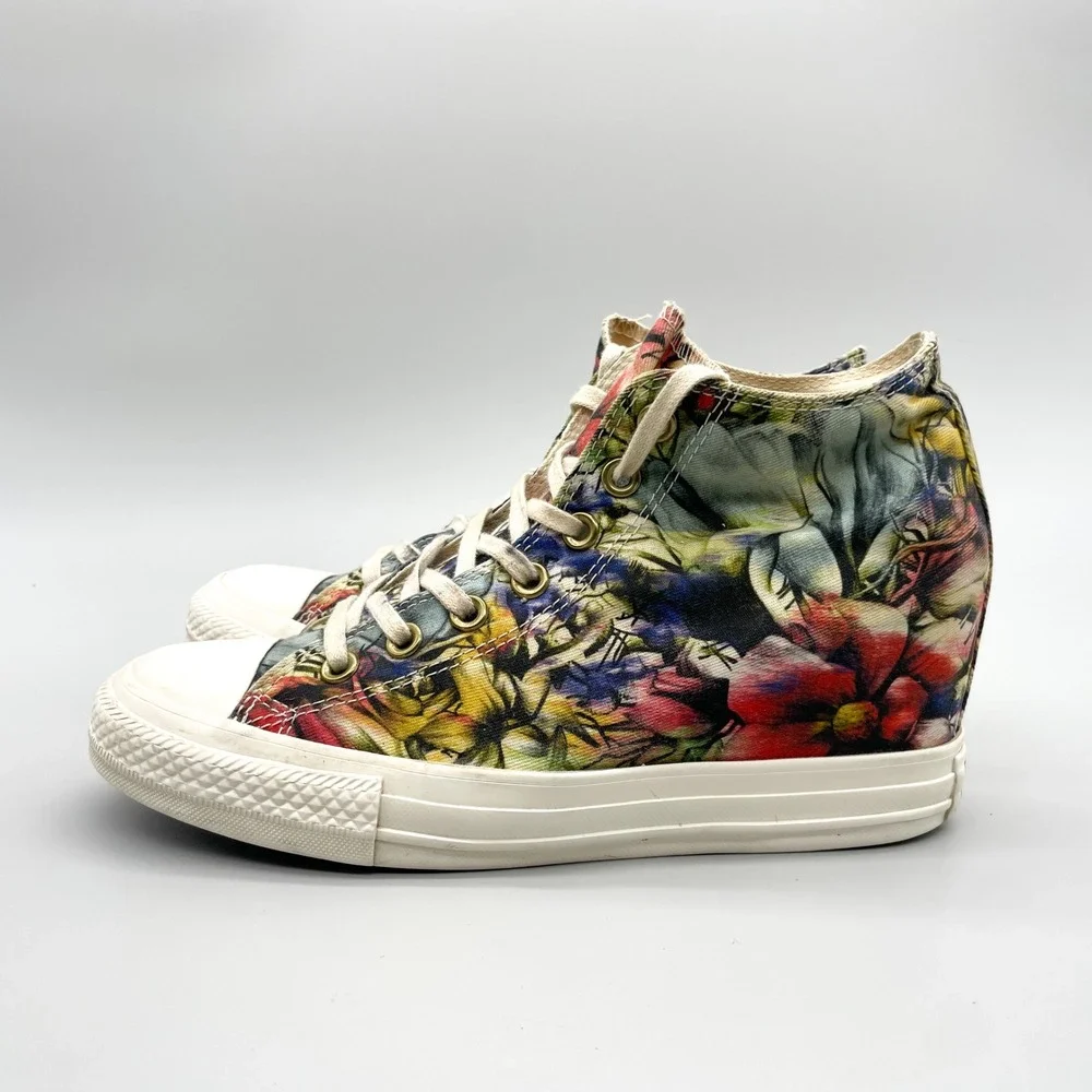 Converse Chuck Taylor All Star Lux Floral Womens 9 Hidden Wedge Sneaker Boho - Picture 4 of 11